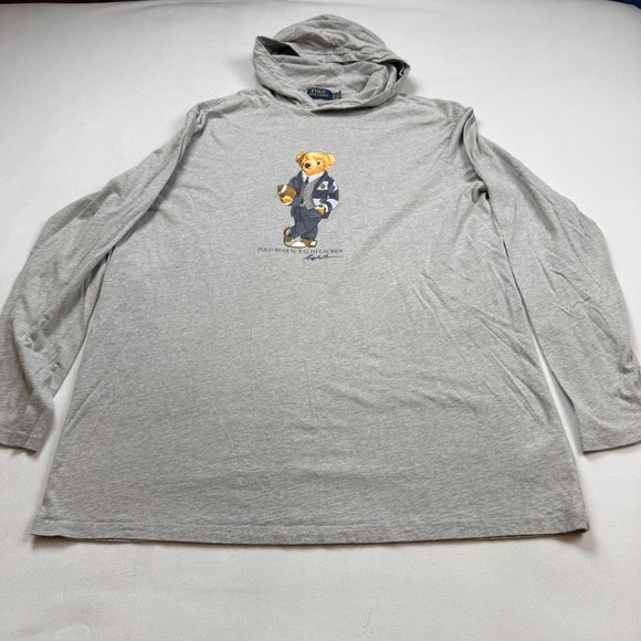 Polo Ralph Lauren Other - Polo Bear Polo Ralph Lauren Football Hoodie Shirt Mens XLT Tall Gray Long Sleeve